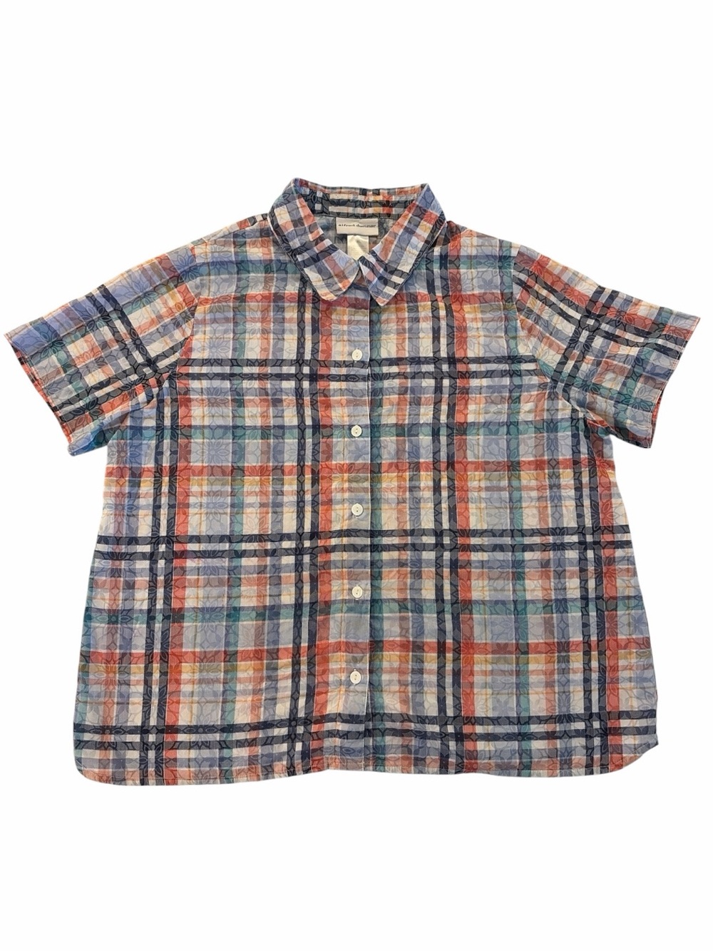 Alfred Dunner XL Plaid Short Sleeve Button-Up Shirt Point Collar Pockets